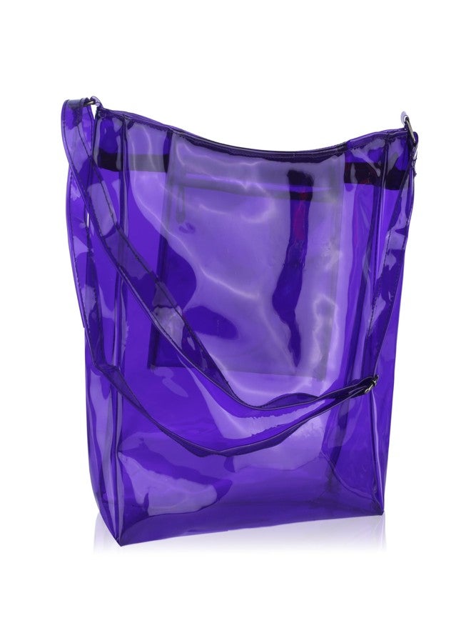 Echo Boomers Transparent Shoulder Bag - Trendy Purple | Stylish, Spacious, Durable & Multipurpose PVC Tote - Image 3